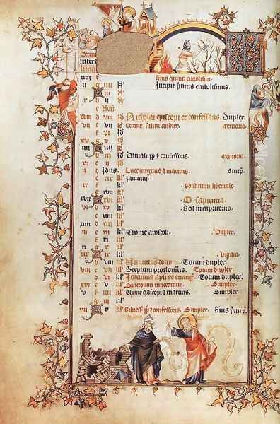 Belleville Breviary: December Oil Painting by Jean Pucelle