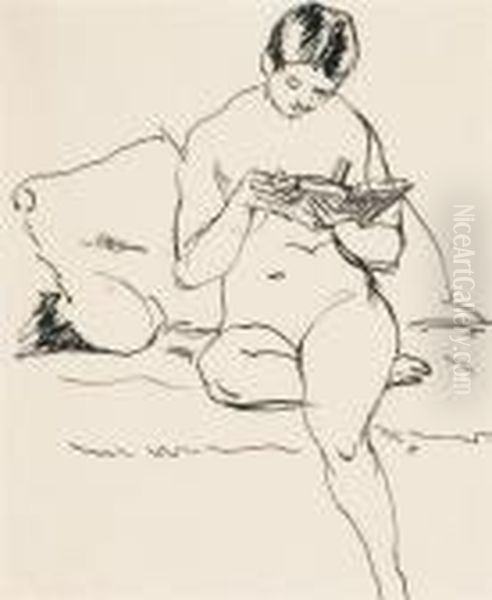 Femme Nue Lisant Oil Painting by Henri Charles Manguin