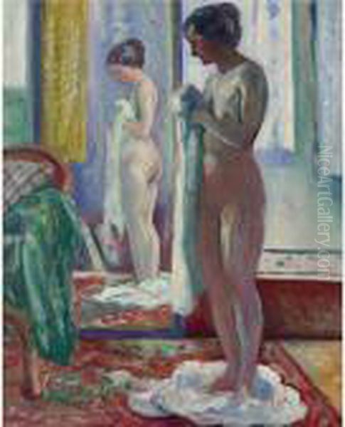 Le Reflet (nu Dubout Devant Le Miroir) Oil Painting by Henri Charles Manguin