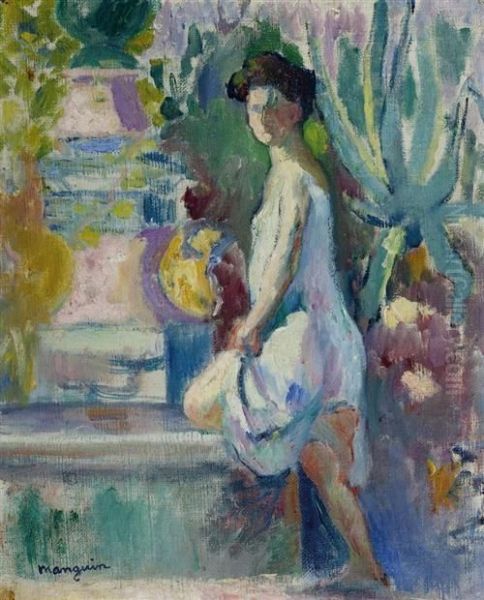 Jeanne A La Fontaine. Summer 1905. Oil Painting by Henri Charles Manguin