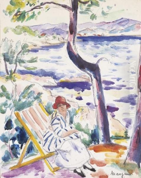 Jeanne Dans Un Transat A L'oustalet Oil Painting by Henri Charles Manguin