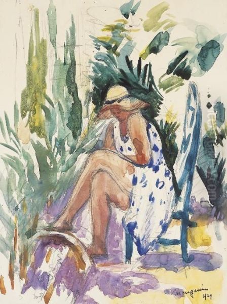 Odette Dans Le Jardin Oil Painting by Henri Charles Manguin