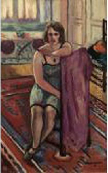 Modele Assis Oil Painting by Henri Charles Manguin