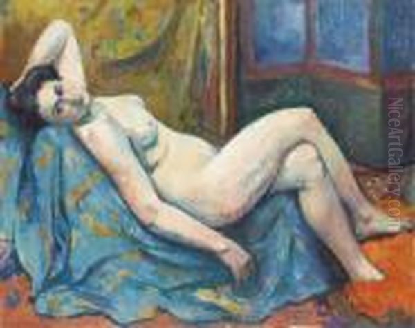 Le Divan Bleu (jeanne) Oil Painting by Henri Charles Manguin