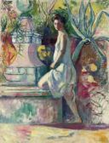 Jeanne A La Fontaine, Villa Demiere Oil Painting by Henri Charles Manguin