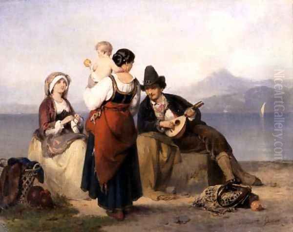 The Neapolitan Family, 1865 Oil Painting by Karel Frans Philippeau