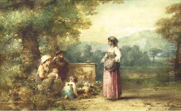 A family in the Campagna Oil Painting by Karel Frans Philippeau