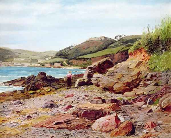 Kingsland, Cornwall from Pickle Point Oil Painting by Thomas J. Purchas