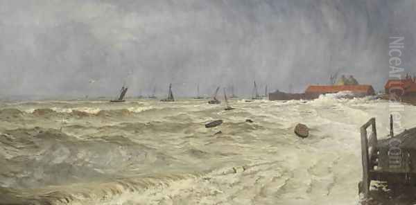 A Rough Day at Leigh Oil Painting by William Pye