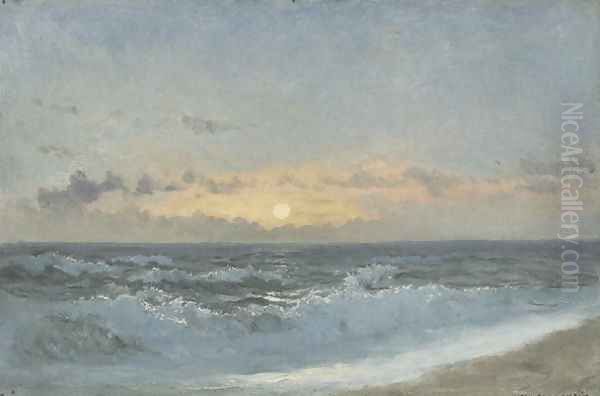 Sunset over the Sea, 1900 Oil Painting by William Pye