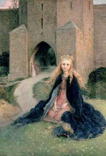 Princess with a spindle, 1896 Oil Painting by Hanna (nee Hirsch) Pauli