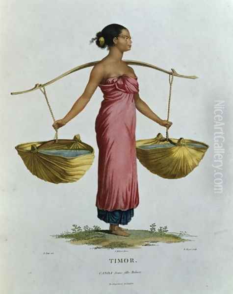 T.1552 Canda, a Young Malaysian Girl from Timor, plate 26 from Voyage of Discovery to Australian Lands, engraved by B. Roger, pub. 1807 Oil Painting by N. Petit