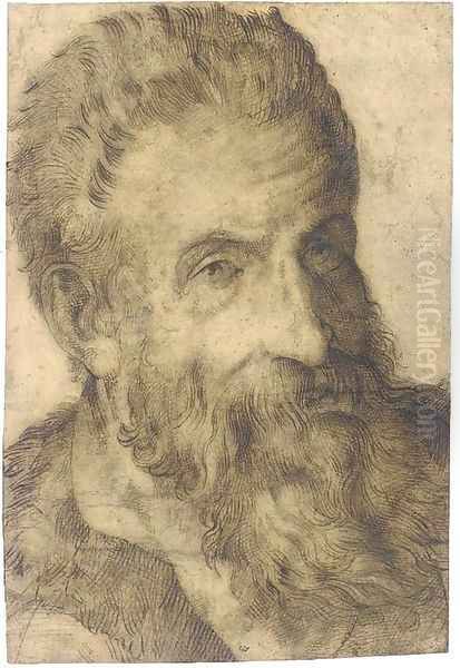 Portrait of a bearded man looking to the right, said to be Pellegrino Tibaldi Oil Painting by Bartolomeo Passarotti