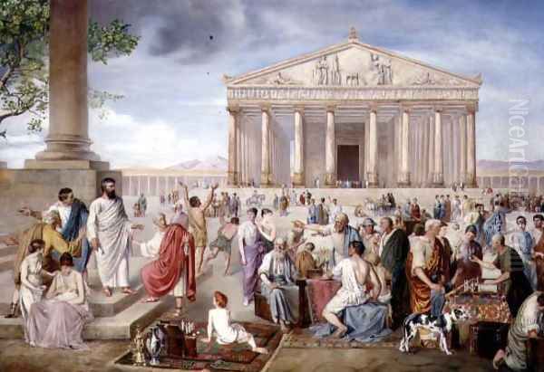 St. Paul Preaching Before the Temple of Diana at Ephesus, 1885 Oil Painting by Adolf Pirsch