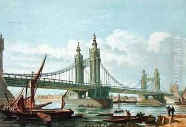 View of Chelsea New Bridge Oil Painting by P. N. Page