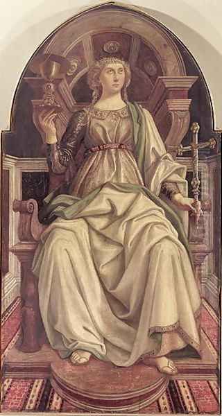 Faith, from a series of panels depicting the Virtues designed for the Council Chamber of the Merchants Guild Hall, 1469 Oil Painting by Piero del Pollaiolo