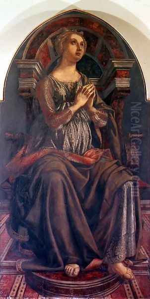 Hope, from a series of panels depicting the Virtues designed for the Council Chamber of the Merchants Guild Hall, 1469 Oil Painting by Piero del Pollaiolo