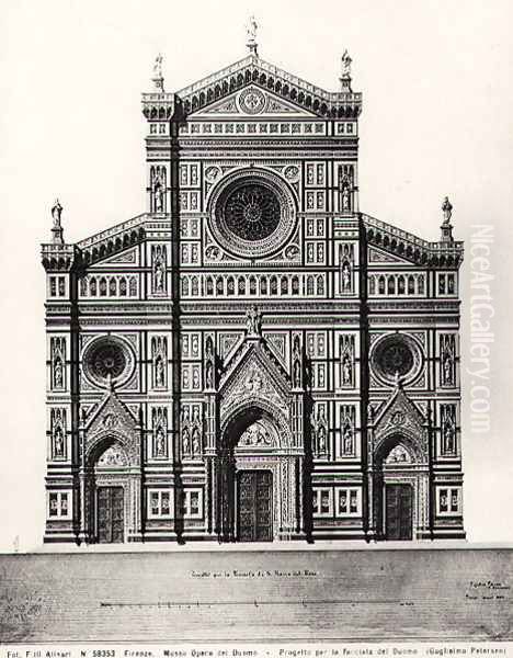 Design for the facade of Santa Maria del Fiore or Duomo in Florence, 1864 Oil Painting by Guglielmo Petersen