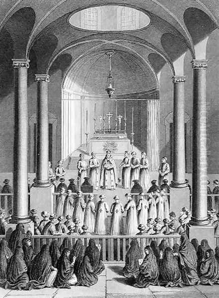 Worship according to the Armenian Church, engraved by T. Brown, from World Religion, published by A. Fullarton and Co. Oil Painting by Picart