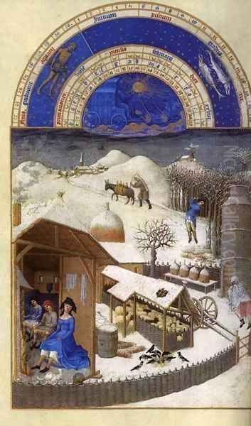 Les tres riches heures du Duc de Berry Fevrier (February) Oil Painting by Harry J. Pearson