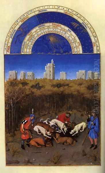 Les tres riches heures du Duc de Berry Decembre (December) Oil Painting by Harry J. Pearson