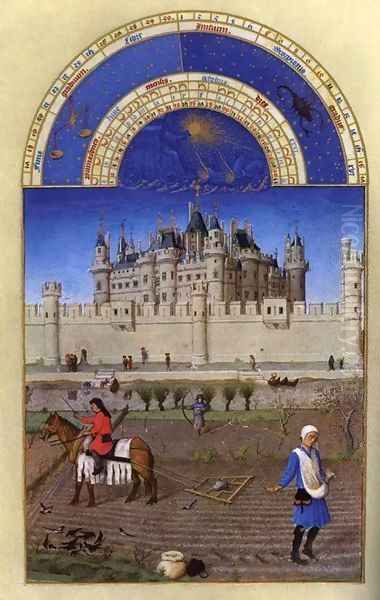 Les tres riches heures du Duc de Berry Octobre (October) Oil Painting by Harry J. Pearson