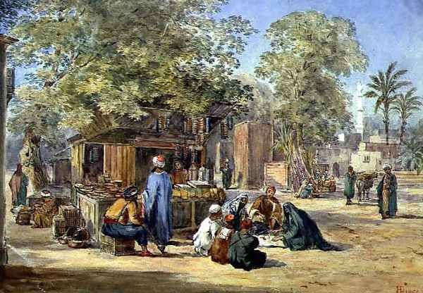 An Egyptian Village, 1869 Oil Painting by Henry Pilleau