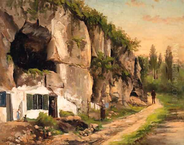 The House under the Rock-face Oil Painting by Jacobus Pelgrom