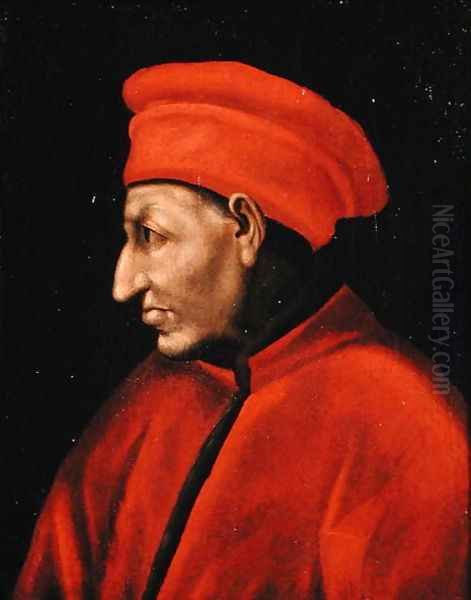 Portrait of Cosimo deMedici II Vecchio 1389-1463 copied from Jacopo Pontormo 1494-1557 painting of 1518 Oil Painting by Alessandro Pieroni