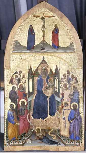 Enthroned Madonna and Child with Angels and Saints, c.1360-70 Oil Painting by Angelo di Puccinelli