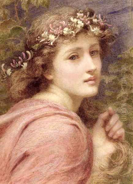 With blossoms bare bedecked daintily, Whose tender locks do tremble everie one At everie little breath that under heaven is blowne, 1894 Oil Painting by Constance Phillott