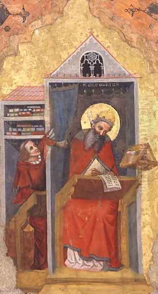 St. Gregory the Great 540-604 in his Study Oil Painting by Jacopino di Francesco Pseudo