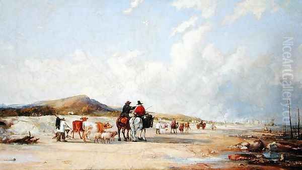 Crossing the Sands to Swansea Market Oil Painting by Edward Pritchard