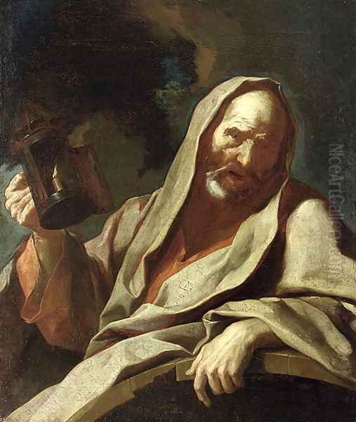 Diogenes c.412-323 BC with his Lantern, c.1720-40 Oil Painting by Giuseppe Antonio Petrini