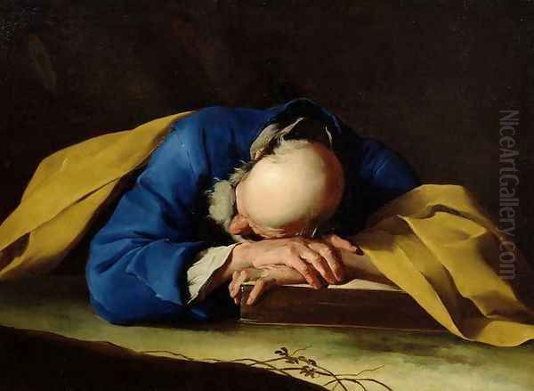 St. Peter or St. Jerome Sleeping, c.1735-39 Oil Painting by Giuseppe Antonio Petrini