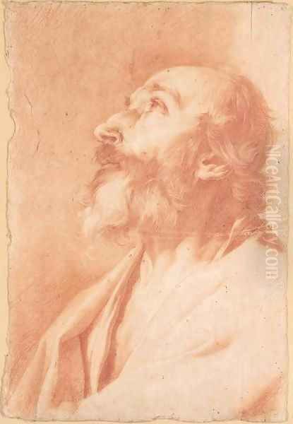 The prophet Isaiah looking up, bust-length Oil Painting by Giuseppe Antonio Petrini