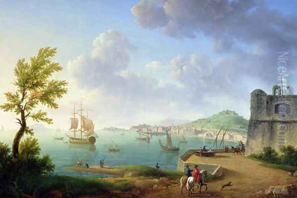 View of Naples from the Castel dellOvo to Mergellina, 1791 Oil Painting by Pierre Joseph Petit