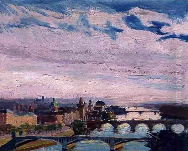 View of Prague from Letna, 1925 Oil Painting by Ignacy Pinkas