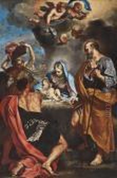 The Nativity Oil Painting by Carlo Maratta or Maratti