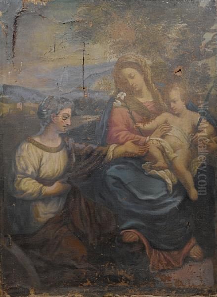 The Madonna And Child With Saint Catherine Oil Painting by Carlo Maratta or Maratti