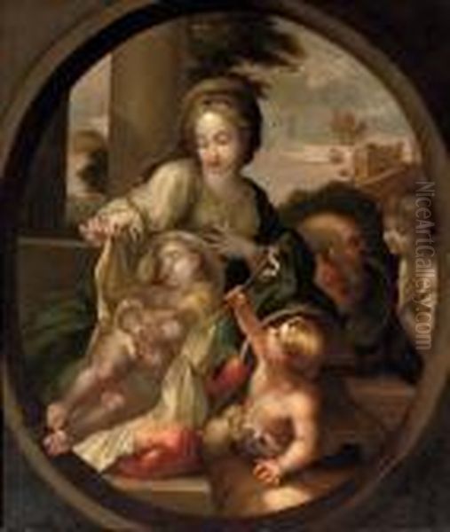 The Holy Family With The Infant Saint John The Baptist Oil Painting by Carlo Maratta or Maratti