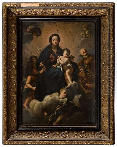 Sacra Famiglia Con Gloria Di Angeli Oil Painting by Carlo Maratta or Maratti