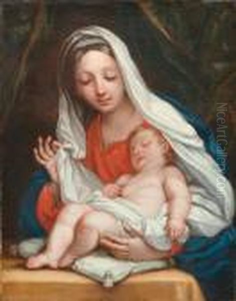 Madonna And Child Oil Painting by Carlo Maratta or Maratti