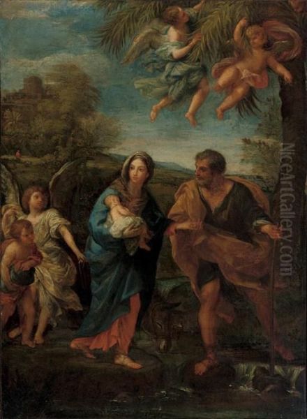 The Flight Into Egypt Oil Painting by Carlo Maratta or Maratti