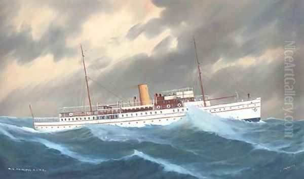 The R.C.Y.C. motor yacht Princess in a heavy swell Oil Painting by L. Papaluca