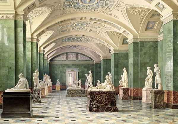 The First Room of Modern Sculpture, New Hermitage, 1856 Oil Painting by Luigi (Ludwig Osipovich) Premazzi