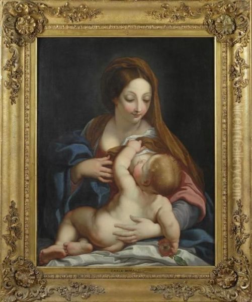 Madonna Con Bambino Oil Painting by Carlo Maratta or Maratti