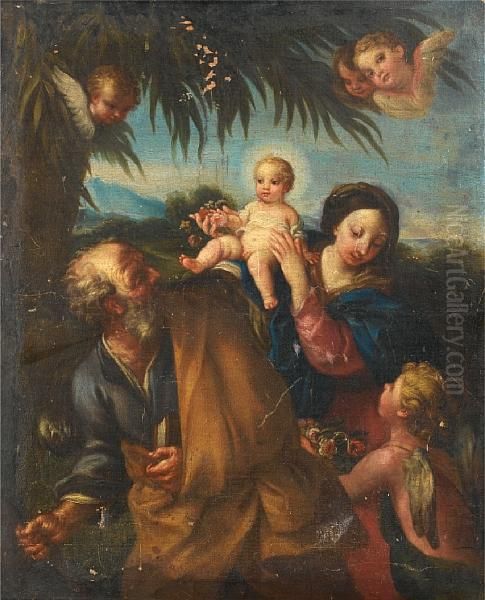 The Rest On The Flight Into Egypt Oil Painting by Carlo Maratta or Maratti