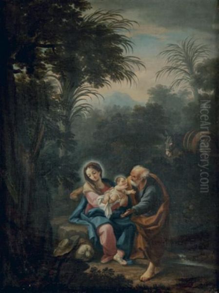 Le Repos De La Sainte Famille Oil Painting by Carlo Maratta or Maratti