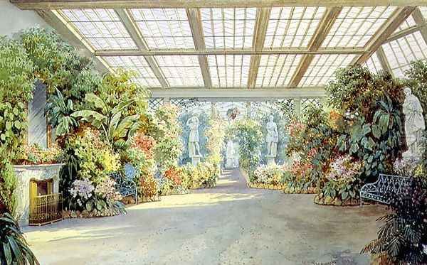 The Winter Garden, 1858 Oil Painting by Luigi (Ludwig Osipovich) Premazzi